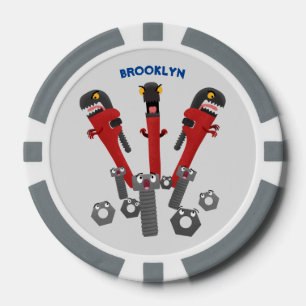 Funny wrench monster tools humour cartoon  poker chips