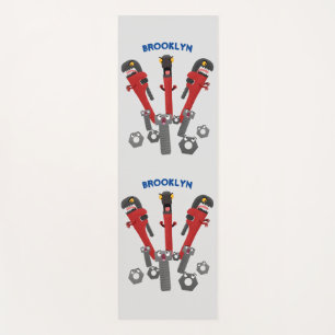 Funny wrench monster tools humour cartoon yoga mat