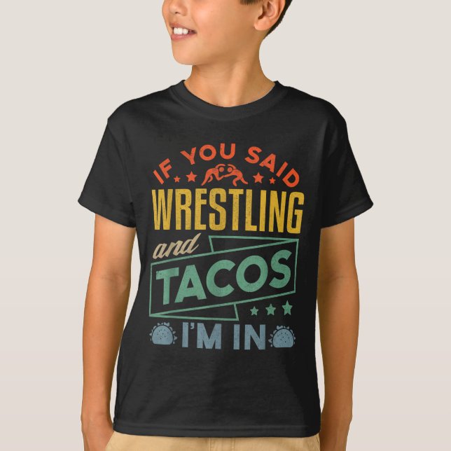 Funny Wrestling And Tacos Shirt Wrestle Retro Men  (Front)