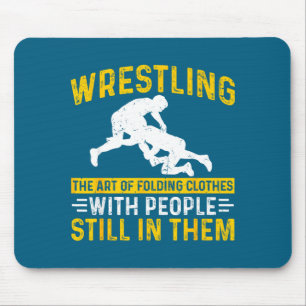 Funny Wrestling Art Of Folding Clothes With People Mouse Pad