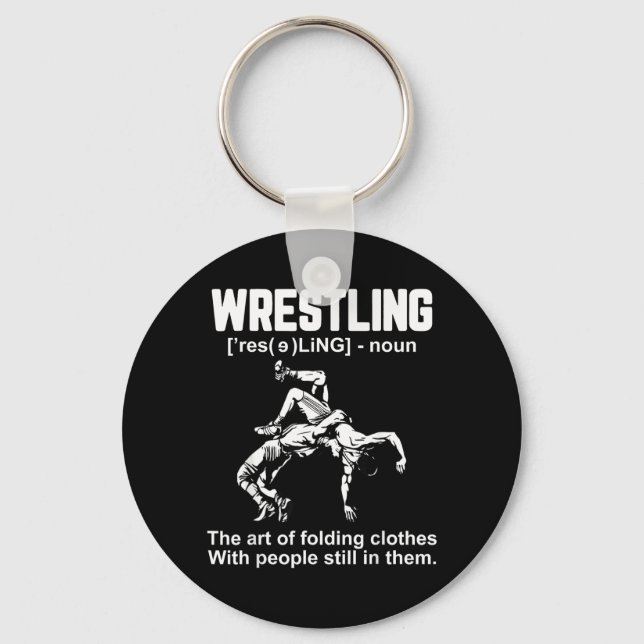Funny Wrestling Definition The Art of Folding Key Ring (Front)