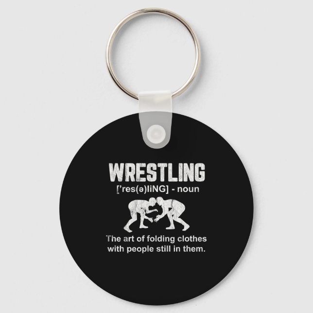 Funny Wrestling Definition Wrestler Boys Mens Teen Key Ring (Front)