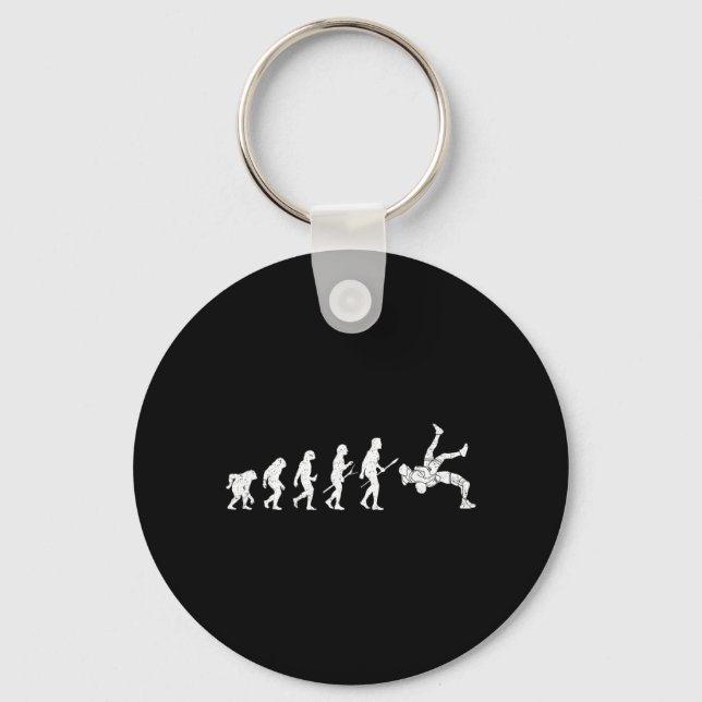 Funny Wrestling Evolution of Wrestler Martial Arts Key Ring (Front)