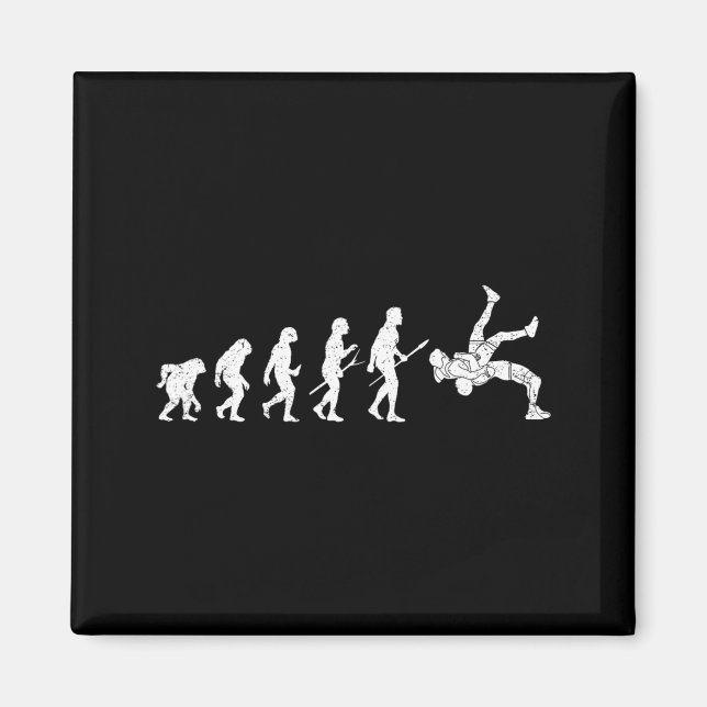 Funny Wrestling Evolution of Wrestler Martial Arts Magnet (Front)