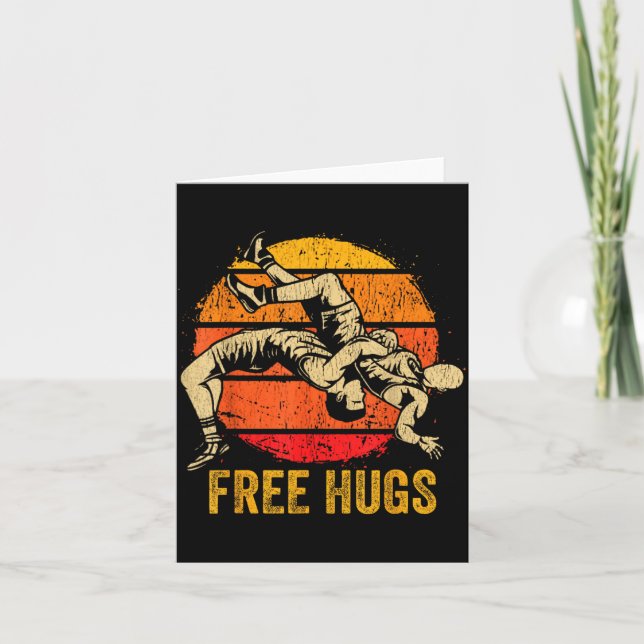 Funny Wrestling Hugs Wrestling Mom Men Boys Kids  Card (Front)