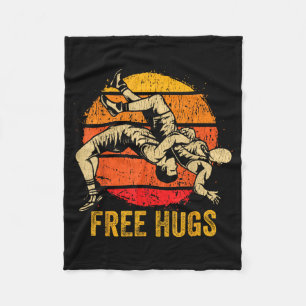 Funny Wrestling Hugs Wrestling Mom Men Boys Kids  Fleece Blanket
