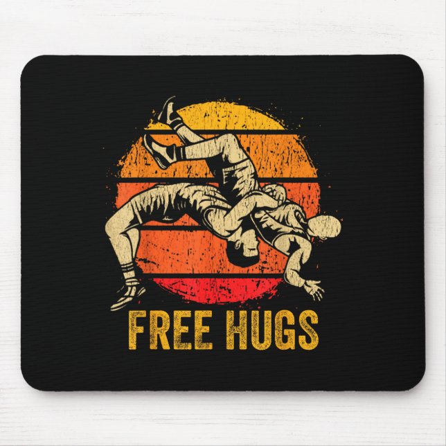 Funny Wrestling Hugs Wrestling Mom Men Boys Kids  Mouse Pad (Front)