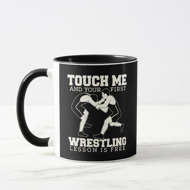Funny Wrestling Lesson Quote Coffee Mug (Left)