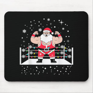 Funny Wrestling Santa Xmas Lights Wrestling Christ Mouse Pad