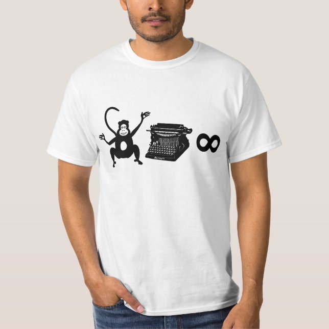Funny Writer Monkey Typewriter Infinity T-Shirt (Front)