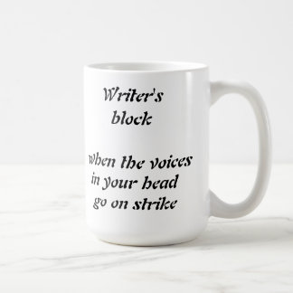 Funny writer's block little voices mug