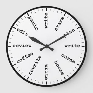 Funny Writer's Clock Writing Job Humor Wall Clock