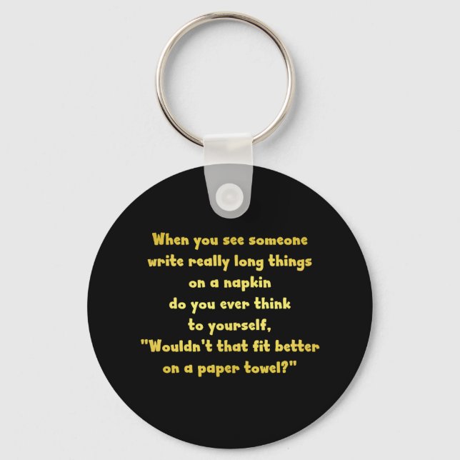 Funny Writing on a Napkin Joke Key Ring (Front)