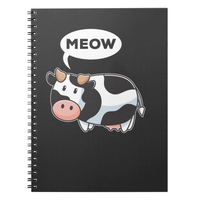 Funny Wrong Animal Sound Pun Cow and Cat Lover Notebook (Front)