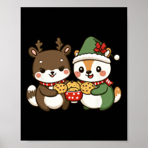 Funny X-mas Animals Eating Christmas Cookies Poster