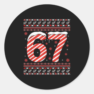 Funny Xmas 67 Six Seven Meme Gen Alpha Slang Chris Classic Round Sticker