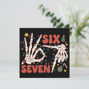 Funny Xmas 67 Skeleton Hand Six Seven Christmas  Holiday Card