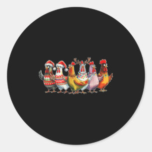Funny Xmas Chicken Farmer Christmas Matching Famil Classic Round Sticker