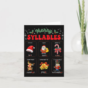Funny Xmas Holiday Christmas Syllables Reading Tea Card