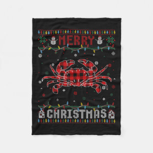 Funny Xmas Lighting Crab Lovers Ugly Christmas Swe Fleece Blanket