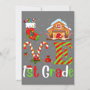 Funny Xmas Lighting Love 1st Grade Teacher Christm Invitation