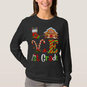 Funny Xmas Lighting Love 1st Grade Teacher Christm T-Shirt