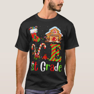 Funny Xmas Lighting Love 1st Grade Teacher Christm T-Shirt