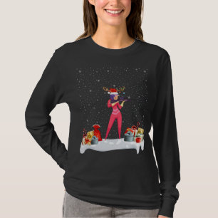 Funny Xmas Lighting Reindeer Santa Hat Biathlon Ch T-Shirt