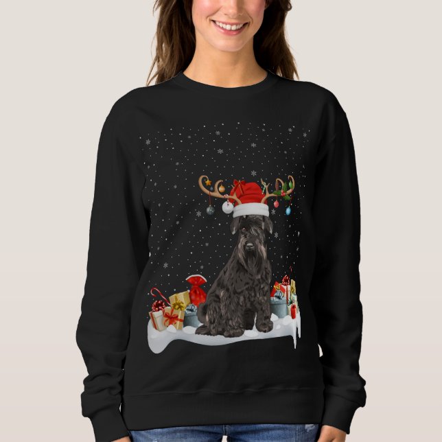 Funny Xmas Lighting Reindeer Santa Hat Schnauzer C Sweatshirt (Front)