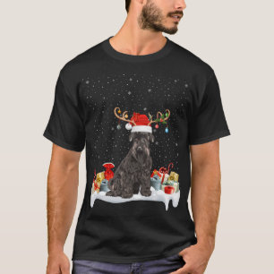 Funny Xmas Lighting Reindeer Santa Hat Schnauzer C T-Shirt