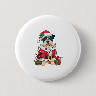 Funny Xmas Lighting Santa Border Terrier Dog Chris 6 Cm Round Badge
