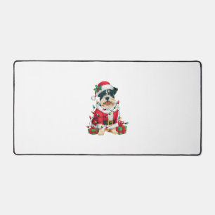 Funny Xmas Lighting Santa Border Terrier Dog Chris Desk Mat
