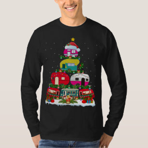 Funny Xmas Lighting Santa Camping RV Christmas Tre T-Shirt