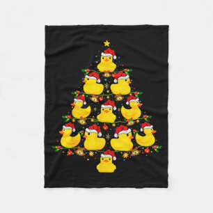 Funny Xmas Lighting Santa Hat Rubber Duck Christma Fleece Blanket