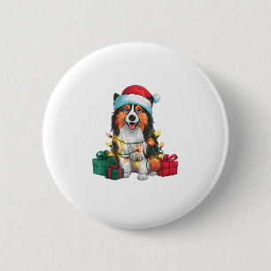Funny Xmas Lighting Santa Hat Tamaskan Dog Christm 6 Cm Round Badge
