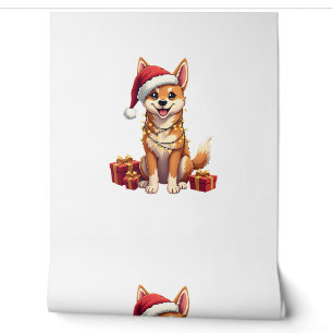 Funny Xmas Lighting Santa Hat Tamaskan Dog Christm Wallpaper