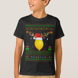 Funny Xmas Lighting Santa Hat Ugly Lemon Fruit Chr T-Shirt