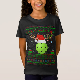 Funny Xmas Lighting Santa Hat Ugly Pickleball Chri T-Shirt