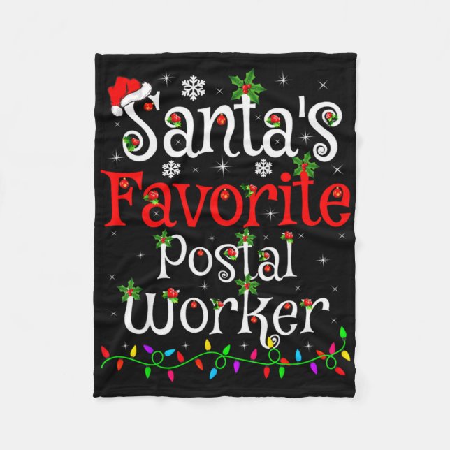Funny Xmas Lighting Santas Favorite Stal Worker C  Fleece Blanket (Front)