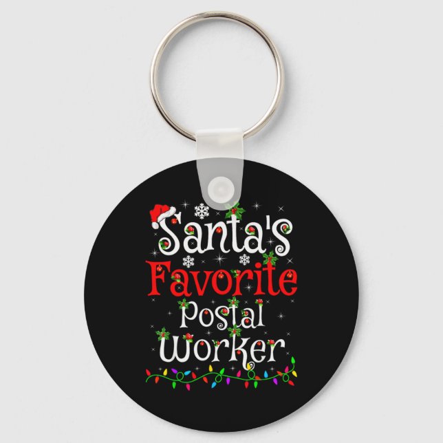 Funny Xmas Lighting Santas Favorite Stal Worker C  Key Ring (Front)