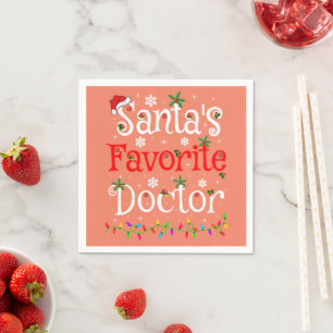 Funny Xmas Lighting Santa's Favourite Doctor Xmas Napkin