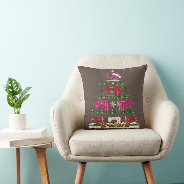 Funny Xmas Lighting Sewing Machine Christmas Tree Cushion (Chair)