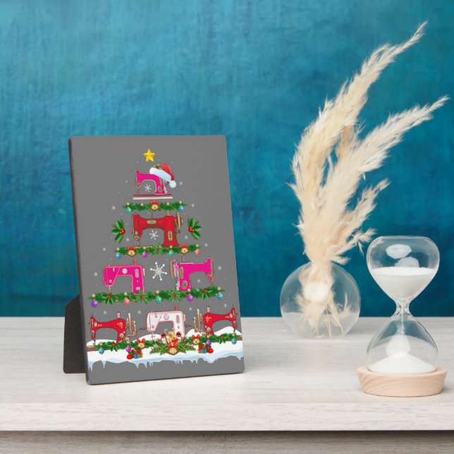 Funny Xmas Lighting Sewing Machine Christmas Tree Plaque (Side)