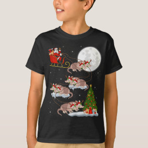 Funny Xmas Lighting Tree Santa Riding Armadillo Ch T-Shirt