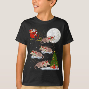 Funny Xmas Lighting Tree Santa Riding Armadillo Ch T-Shirt