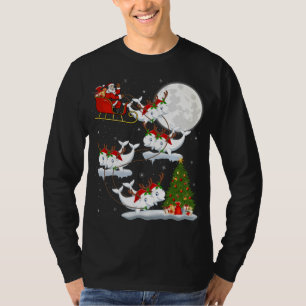 Funny Xmas Lighting Tree Santa Riding Beluga Whale T-Shirt