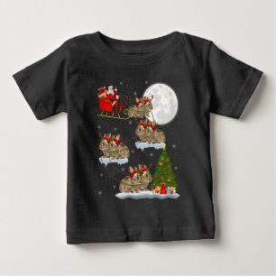 Funny Xmas Lighting Tree Santa Riding Bunny Christ Baby T-Shirt