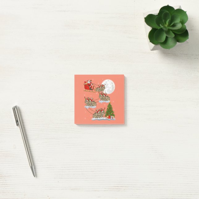Funny Xmas Lighting Tree Santa Riding Bunny Christ Post-it Notes (Office)