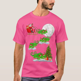 Funny Xmas Lighting Tree Santa Riding Chameleon Ch T-Shirt