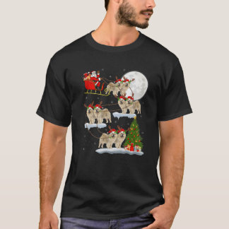 Funny Xmas Lighting Tree Santa Riding Chow Chow Ch T-Shirt
